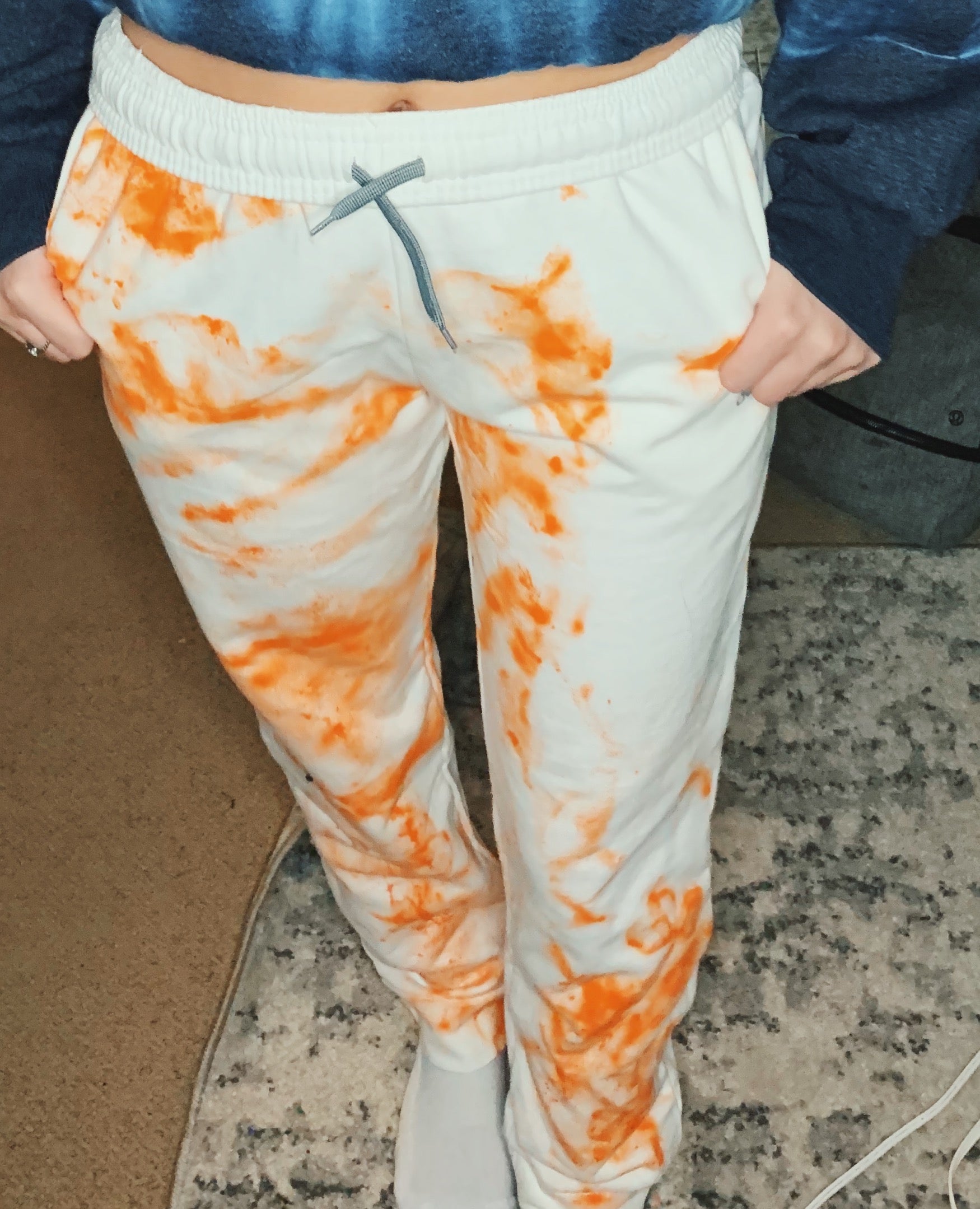 Orange and black tie best sale dye sweatpants