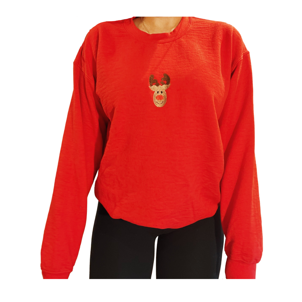 Reindeer Embroidered Crewneck